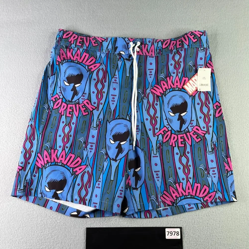 Marvel Wakanda Forever Swim Trunks Mens Lined Large Bathing Suit Mens New NWT